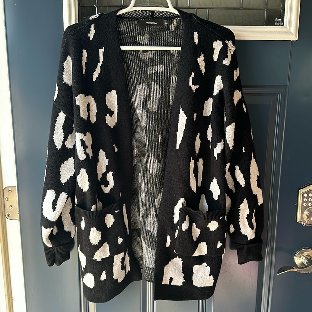 Zessica B&W Leopard Cardigan